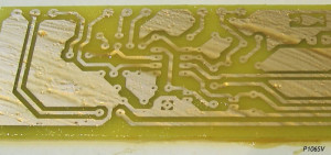 PCB with flux jelly applied